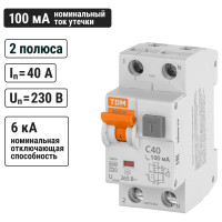Автоматический выключатель дифференциального тока TDM ELECTRIC АВДТ 64 C40 100мА SQ0205-0009