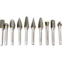 Набор бор-фрез твердосплавных из 10 шт. (A10,C10,D10,E12,F12,G12,J10,L12,M12,N10) х 6 мм Х-образная насечка Sekira 00-00018050