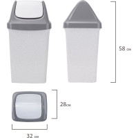 Ведро-контейнер для мусора IDEA Свинг 25 л, с крышкой (качающейся), 58x32x28 см, серое, М 2463 602549