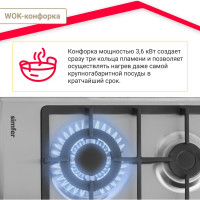 Газовая варочная панель с газ-контролем SImfer нержавеющая сталь H60V41M516