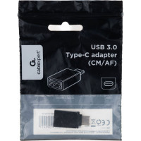Переходник / Адаптер Cablexpert USB3.0, Type-C(M)/AF, с поддержкой OTG, Pro, черный, блистер, A-USB3-CMAF-01