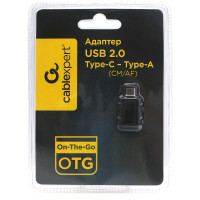 Переходник / Адаптер Cablexpert USB3.0, Type-C(M)/AF, с поддержкой OTG, Pro, черный, блистер, A-USB3-CMAF-01