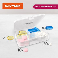 Таблетница-контейнер DASWERK для лекарств и витаминов, 5 отделений, карманный 630849