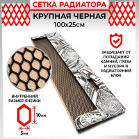 Облицовка радиатора Dreamcar 25x100 см, алюминий, ячейка 10x5 мм, черная DC-000-0002053