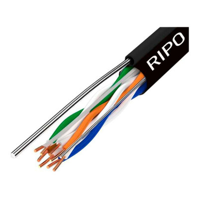 Кабель RIPO, витая пара LAN интернет кабель UTP4 CAT5E 24AWG Cu outdoor уличный с тросом 001-112018