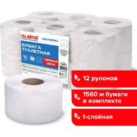 Туалетная бумага ЛАЙМА ПЕРВАЯ ЦЕНА T2 UNIVERSAL 130 м, 1 слой, серая, комплект 12 рулонов 112501