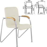 Кресло BRABIX Samba Cf-106 Box-2 серый каркас, наладки бук, кожзам бежевый 532764