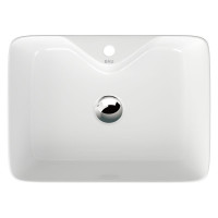Прямоугольная накладная раковина Bauedge BAU Cerama 48x37, с отверстием под смеситель, белая NS0002