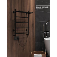 Полотенцесушитель INDIGO Line electro с полкой 60/50 (скр.монтаж, унив.подкл.R/L, черный муар) LСLE60-50BRPR