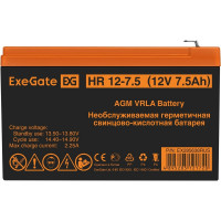 Батарея аккумуляторная АКБ HR 12-7.5 12V 7.5Ah 1228W, клеммы F2 ExeGate 285638