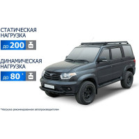Багажник на крышу авто Rival на рейлинги, УАЗ patriot 2005-2016-, алюминий 6 мм, разборный T.6302.1