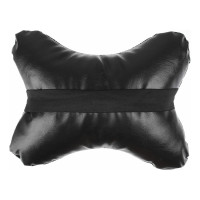 Подушка на подголовник NEW GALAXY косточка, перфор.экокожа, 29x23см, черная 732-012