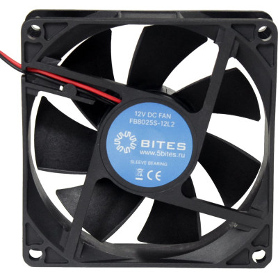 5Bites Вентилятор, 80x80x25мм, подшипник скольжения, 2000rpm, 23 дБ, 2pin FB8025S-12L2