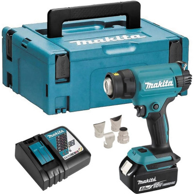Makita Аккумуляторный тепловой пистолет (фен) LXT 18В, 550 град, 2 скорости,6 режимов,кейс MakPac ,насадки (5.0Ач х1,з/у) DHG181RT1J