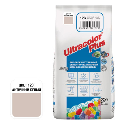 MAPEI Затирка ULTRACOLOR PLUS №  123/2кг (Античный белый) 60012302A