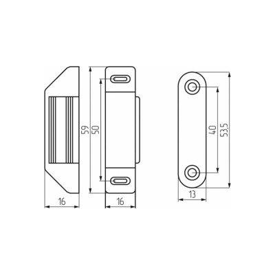 Mebax Защелка магнитная белая 59*16*16 00-00002168