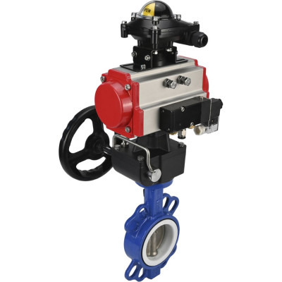 Затвор DN.ru WCB-316L-PTFE Ду300 Ру16 с пневмоприводом, пневмораспределителем, БКВ, дублером D050-00347