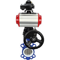 Затвор DN.ru WCB-316L-PTFE Ду300 Ру16 с пневмоприводом, пневмораспределителем, БКВ, дублером D050-00347