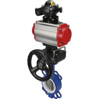 Затвор DN.ru WCB-316L-PTFE Ду300 Ру16 с пневмоприводом, пневмораспределителем, БКВ, дублером D050-00347