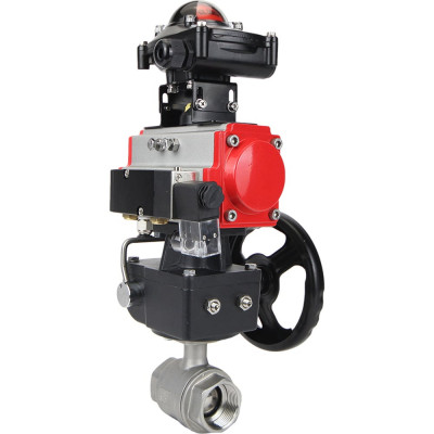 Кран шаровой DN.ru КШМП.316.230-ISO Ду32 Ру63 с пн.приводом, пневмораспр., БКВ, дублером D160-01547