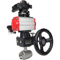 Кран шаровой DN.ru КШМП.316.230-ISO Ду32 Ру63 с пн.приводом, пневмораспр., БКВ, дублером D160-01547