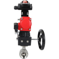 Кран шаровой DN.ru КШМП.316.230-ISO Ду32 Ру63 с пн.приводом, пневмораспр., БКВ, дублером D160-01547