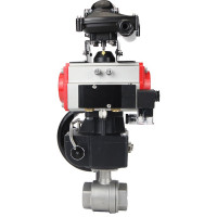 Кран шаровой DN.ru КШМП.316.230-ISO Ду32 Ру63 с пн.приводом, пневмораспр., БКВ, дублером D160-01547