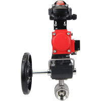 Кран шаровой DN.ru КШМП.316.230-ISO Ду32 Ру63 с пн.приводом, пневмораспр., БКВ, дублером D160-01547