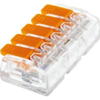 Соединительные монтажные клеммы duwi с рычажком прозрачные СМК 222-415, 2,5мм2, 5 шт. 26615 0