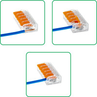Соединительные монтажные клеммы duwi с рычажком прозрачные СМК 222-415, 2,5мм2, 5 шт. 26615 0