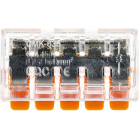 Соединительные монтажные клеммы duwi с рычажком прозрачные СМК 222-415, 2,5мм2, 5 шт. 26615 0