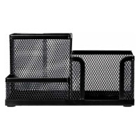 Подставка-органайзер BRAUBERG Germanium металлическая, 3 секции, 102х186х95 мм, черная 231986