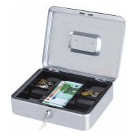 Ящик для денег, ценностей, документов, печатей BRAUBERG 90х240х300 мм, ключевой замок, серебристый 291060