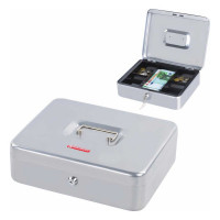 Ящик для денег, ценностей, документов, печатей BRAUBERG 90х240х300 мм, ключевой замок, серебристый 291060