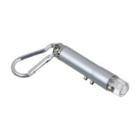 Фонарик-брелок на карабине ЕРМАК 1 LED + УФ + лазер, 3xLR44, алюминий, 6,6х1,2 см 198-072