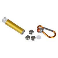 Фонарик-брелок на карабине ЕРМАК 1 LED + УФ + лазер, 3xLR44, алюминий, 6,6х1,2 см 198-072