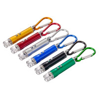 Фонарик-брелок на карабине ЕРМАК 1 LED + УФ + лазер, 3xLR44, алюминий, 6,6х1,2 см 198-072