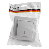 1-клавишный переключатель STEKKER PSW10-9005-01, 250В, 10А, серия Эрна, белый 39617
