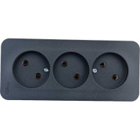 3-ая наружная розетка Systeme Electric Blanca Антрацит, без заземления, без шторок, 16А, 250В SE BLNRA000316