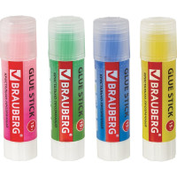 Клей-карандаш BRAUBERG COLOR Crystal 15 г, прозрачный, ассорти 227969