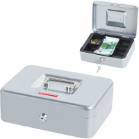 Ящик для денег, ценностей, документов, печатей BRAUBERG 90х180х250 мм, ключевой замок, серебристый 291059