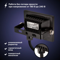 Светодиодный прожектор RITTER серия PROFI 230В 10 Вт 4000К 1000Лм IP65 черный 53414 7