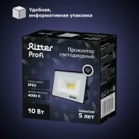 Светодиодный прожектор RITTER серия PROFI 230В 10 Вт 4000К 1000Лм IP65 черный 53414 7