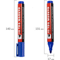 Перманентный маркер BRAUBERG ULTRA MARKER синий, 3.5 мм, с клипом 152206