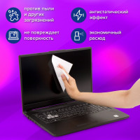 Сухие безворсовые универсальные салфетки BRAUBERG антистатичные, 120x150 мм, 15 шт 513534