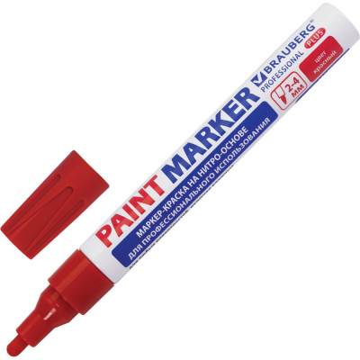 Лаковый маркер-краска BRAUBERG paint marker 4 мм, красный, professional plus 151446