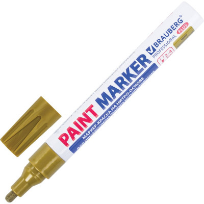 Лаковый маркер-краска BRAUBERG PROFESSIONAL PLUS paint marker 4 мм, золотой 151449