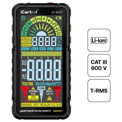 Цифровой смарт мультиметр iCarTool CATIII 600V, TrueRMS, AD/DC IC-M117
