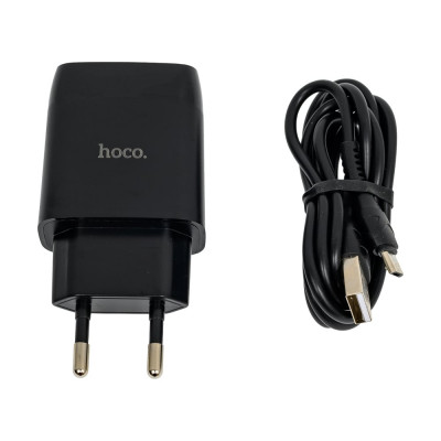 Сзу Hoco c72q glorious 1xusb, 3а, 18w, qc3.0 + usb кабель microusb, 1м (черный) 0L-MG-WF333