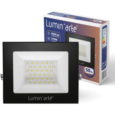Светодиодный прожектор Lumin'arte 50Вт, 5700К Холодный свет, IP65, 4000Лм, черный LFL-50W/06